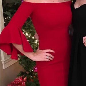 Red off the shoulder dress